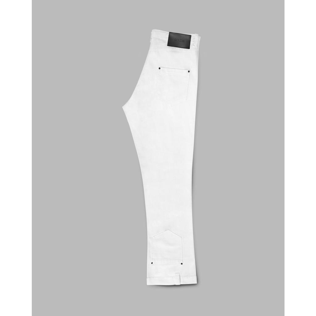 Quần denim 'GOLDIE UPSIDEDOWN' dáng loe màu trắng