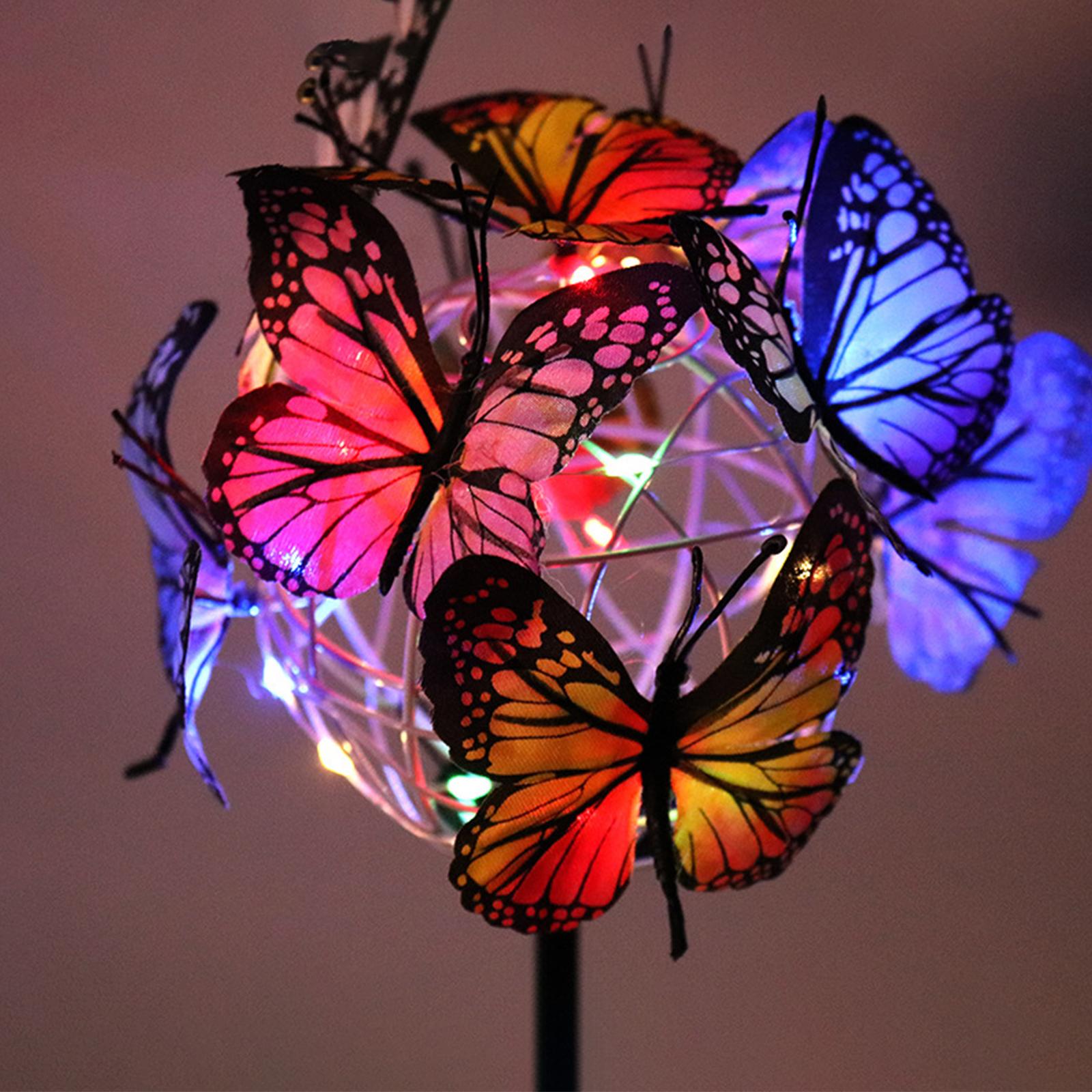 2 Pack Butterfly Solar Stakes Lights LED Solar Landscape Lights LED Garden Lights Waterproof Outdoor Stake Light