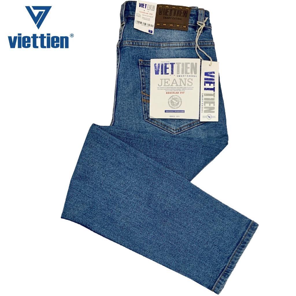 Viettien - Quần Jeans nam cao cấp dài Regular fit Màu Xanh 6S7031