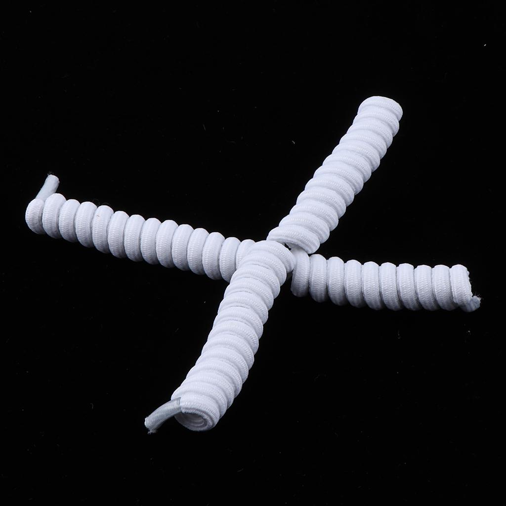 2xElastic No Tie Shoe Laces Curly Shoelaces for Adult & Kids Trainers White