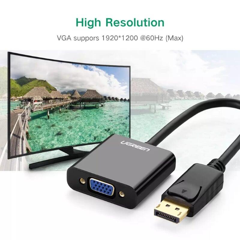 Ugreen UG20415DP109TK Màu Đen Cáp chuyển đổi DisplayPort sang VGA Full HD cao cấ - HÀNG CHÍNH HÃNG