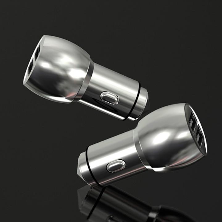 Tẩu Sạc Điện Thoại 2 Cổng USB Cao Cấp Vỏ Kim Loại M7 Trên Ô Tô - HOt