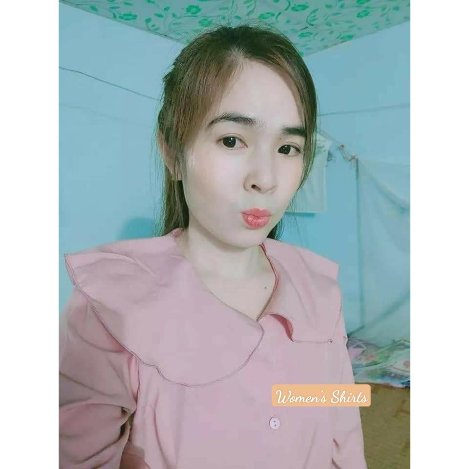 Áo sơ mi nữ công sở thời trang SURI lụa màu Hồng nữ tính,cổ 1 lá tròn,tay dài bo phồng rất dịu dàng