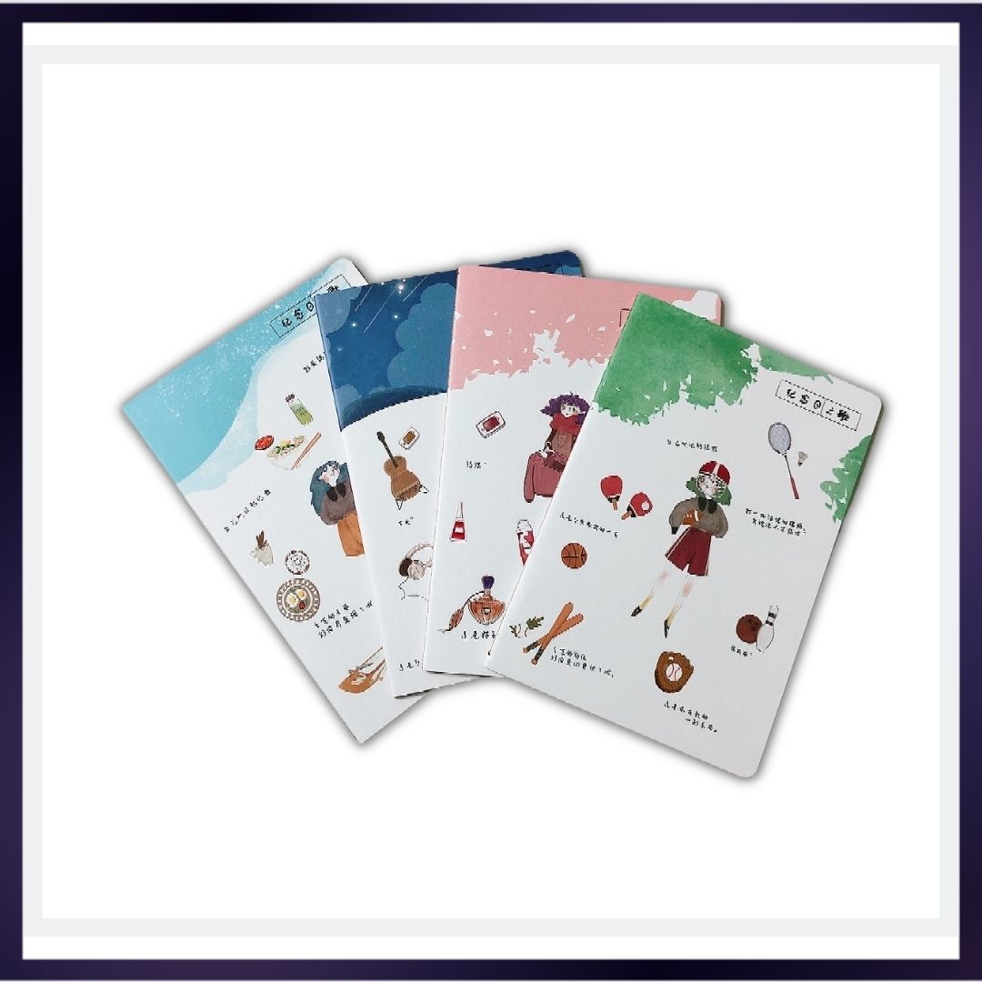 Combo 4 quyển sổ tay size A5 họa tiết hoạt hình