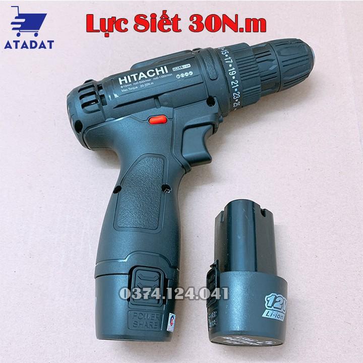 Máy khoan pin Hitachi 12V - Khoan 2 cấp tốc độ, Lõi đồng - Máy Khoan dùng pin, Máy bắt vít 12V, Đảo chều