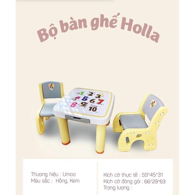 Bộ bàn ghế chính hãng Holla - 2 màu hồng, kem