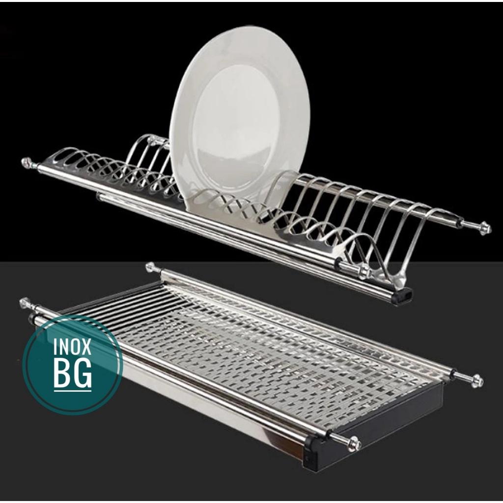 Giá bát đĩa cố định Eurogold dạng chữ V Inox (1 bát + 1 đĩa + 1 khay nước inox)