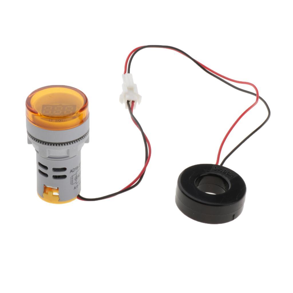 22mm AC 0-100A Ammeter Current Meter LED Digital Display Cylindrical Red
