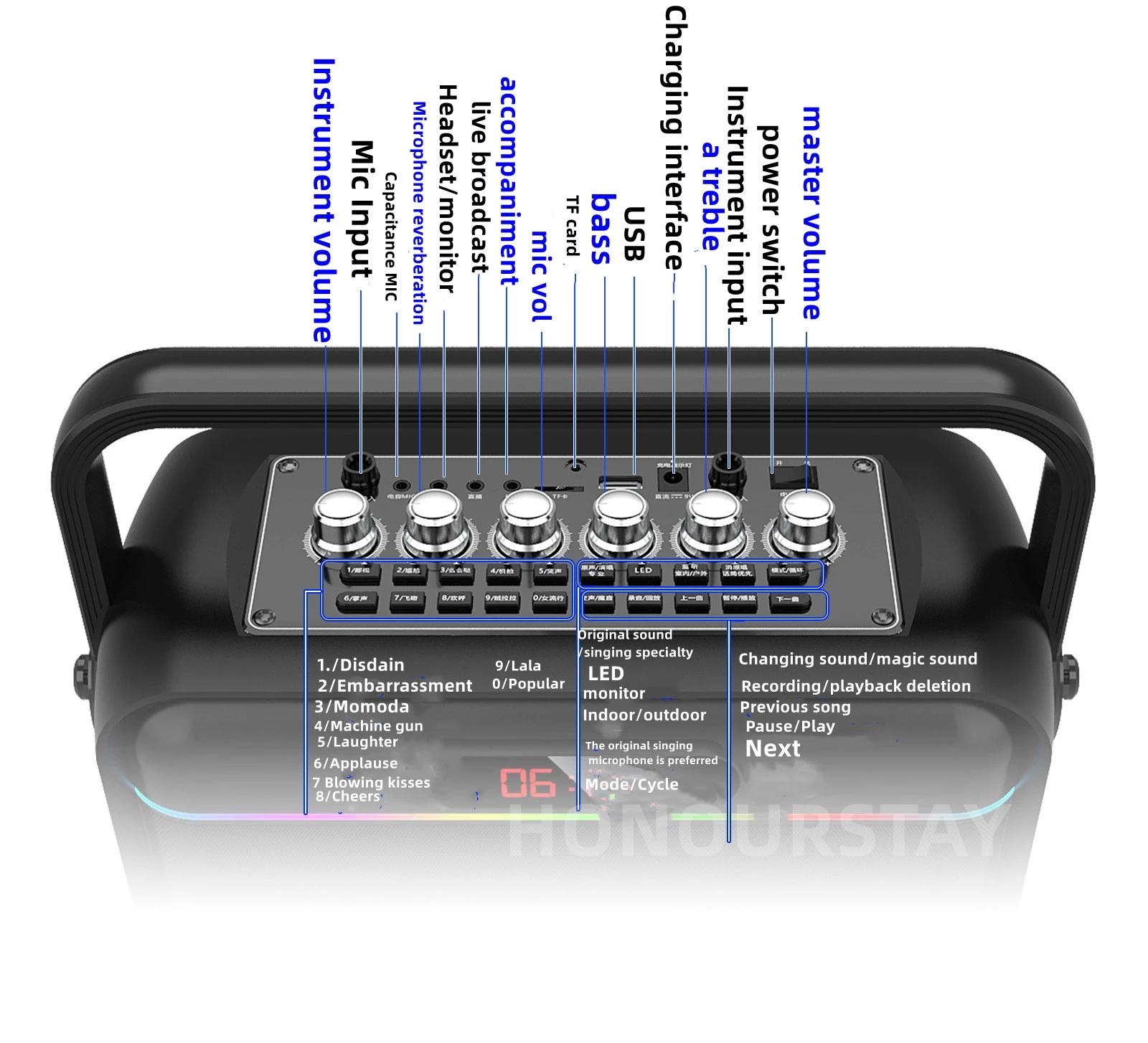 Loa bluetooth công suất cao 200W di động loa siêu trầm không dây chống thấm nước âm thanh nổi karaoke trực tiếp loa nhảy vuông có micrô Màu sắc: có micrô