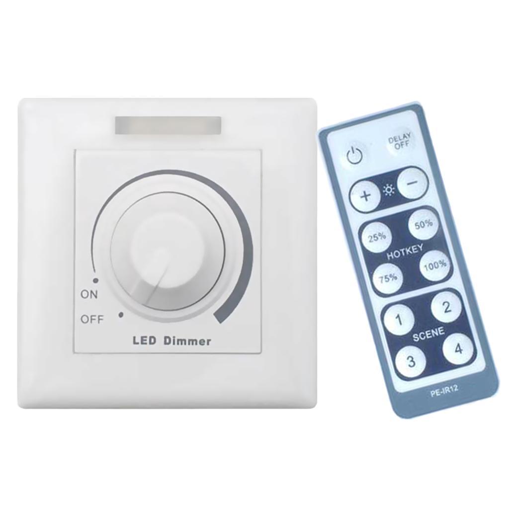 Memory Delay Knob Type Stepless Dimmer Switch - Remote Control-White