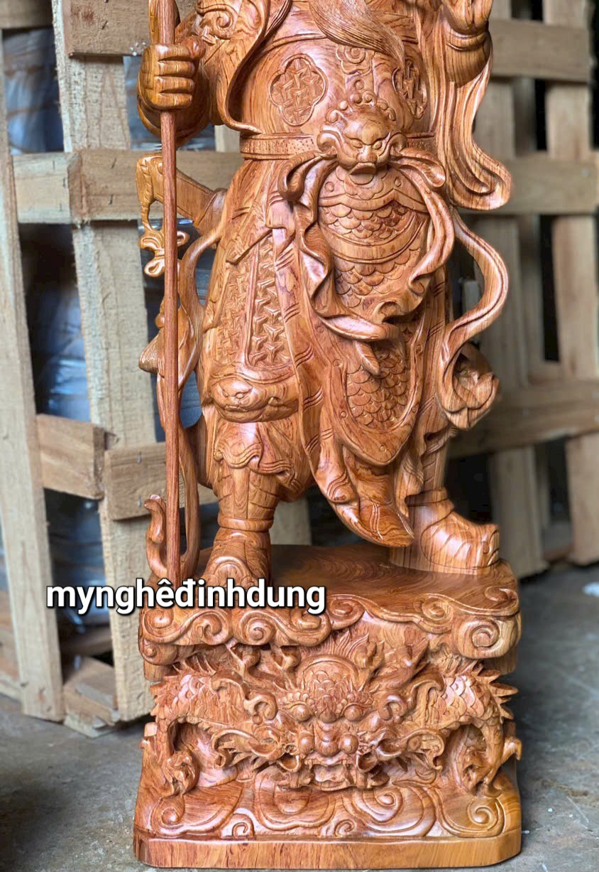 Tượng quan công trấn ải  bằng gỗ  hương đá  tuyệt đẹp kt cao 80x30x20cm