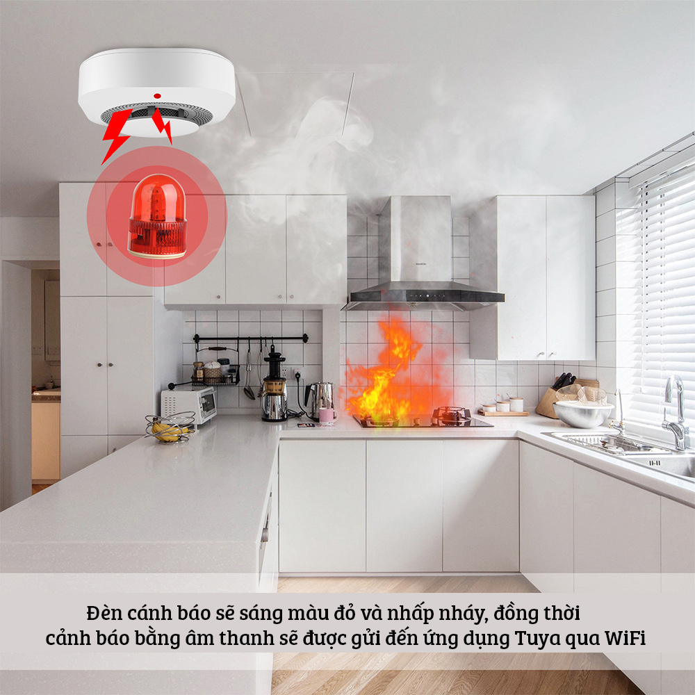 Thiết Bị Báo Khói, Cảm Biến Báo Cháy Độc Lập Cảnh Báo Qua Điện Thoại DAMAS H125 - Hàng Chính Hãng