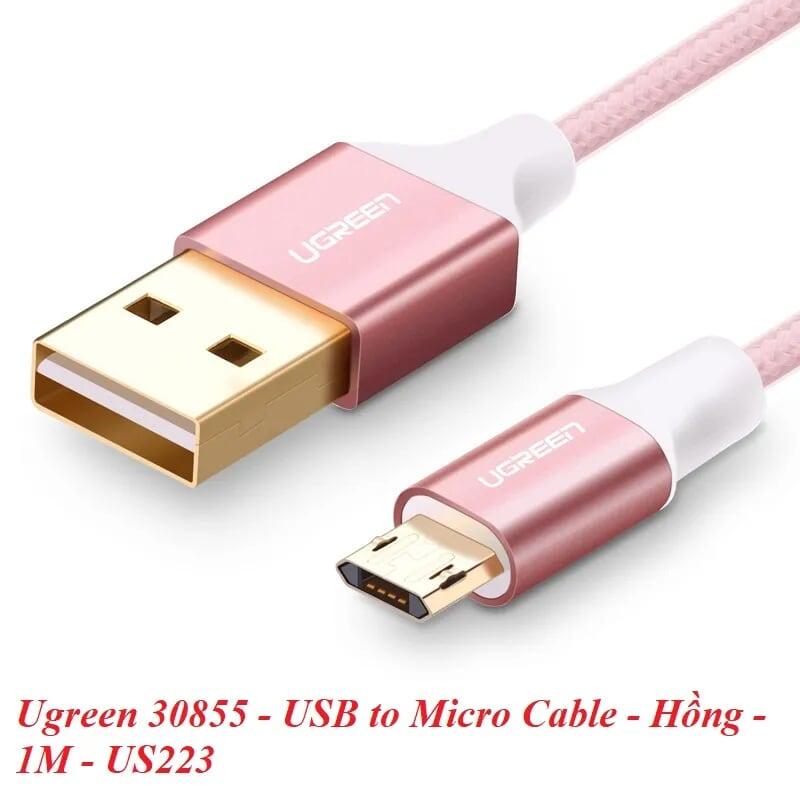 Ugreen UG30855US223TK 1M màu Hồng Cáp sạc truyền dữ liệu USB 2.0 sang MICRO USB dây bọc nhựa PVC - HÀNG CHÍNH HÃNG