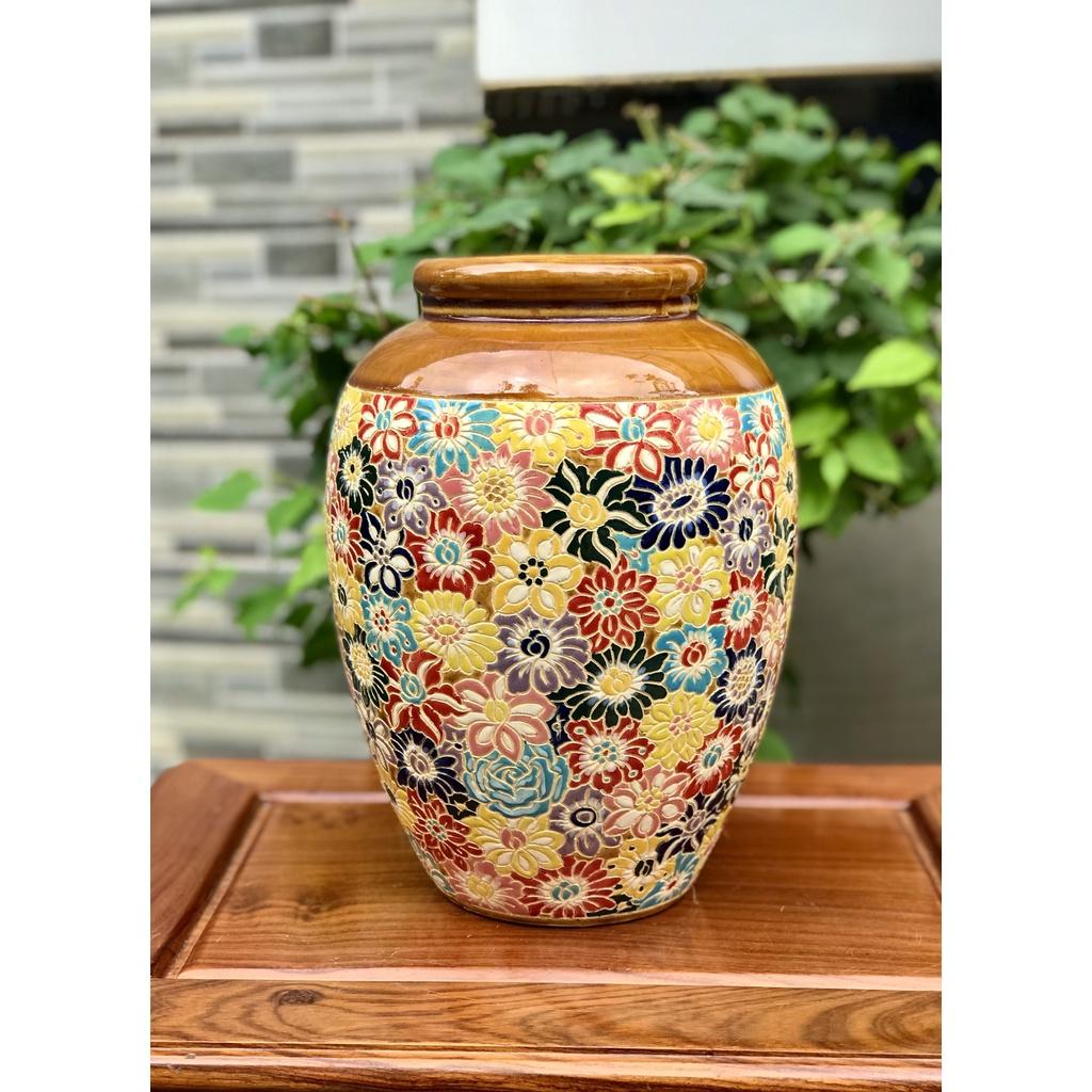 BÌNH BÁCH HOA 30CM GỐM SỨ NAM BỘ THỦ CÔNG CẮM BÔNG TRANG TRÍ DECOR