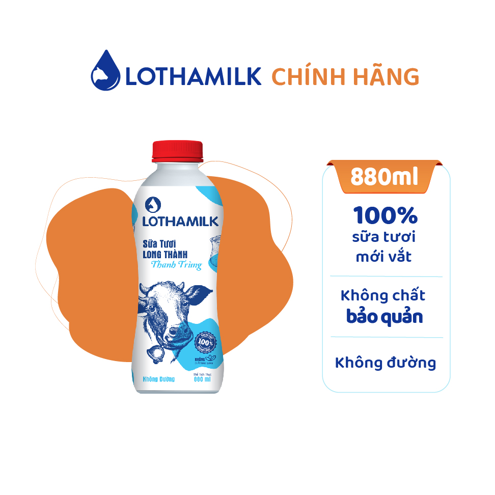 Sữa chua uống thanh trùng Lothamilk có đường chai 880ml