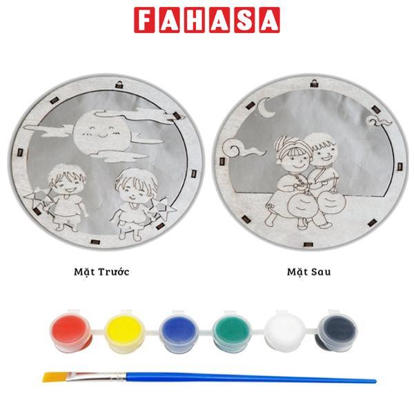 Lồng Đèn Trung Thu Gỗ Tô Màu + Vỉ 6 Màu Nước: Bé Rước Đèn