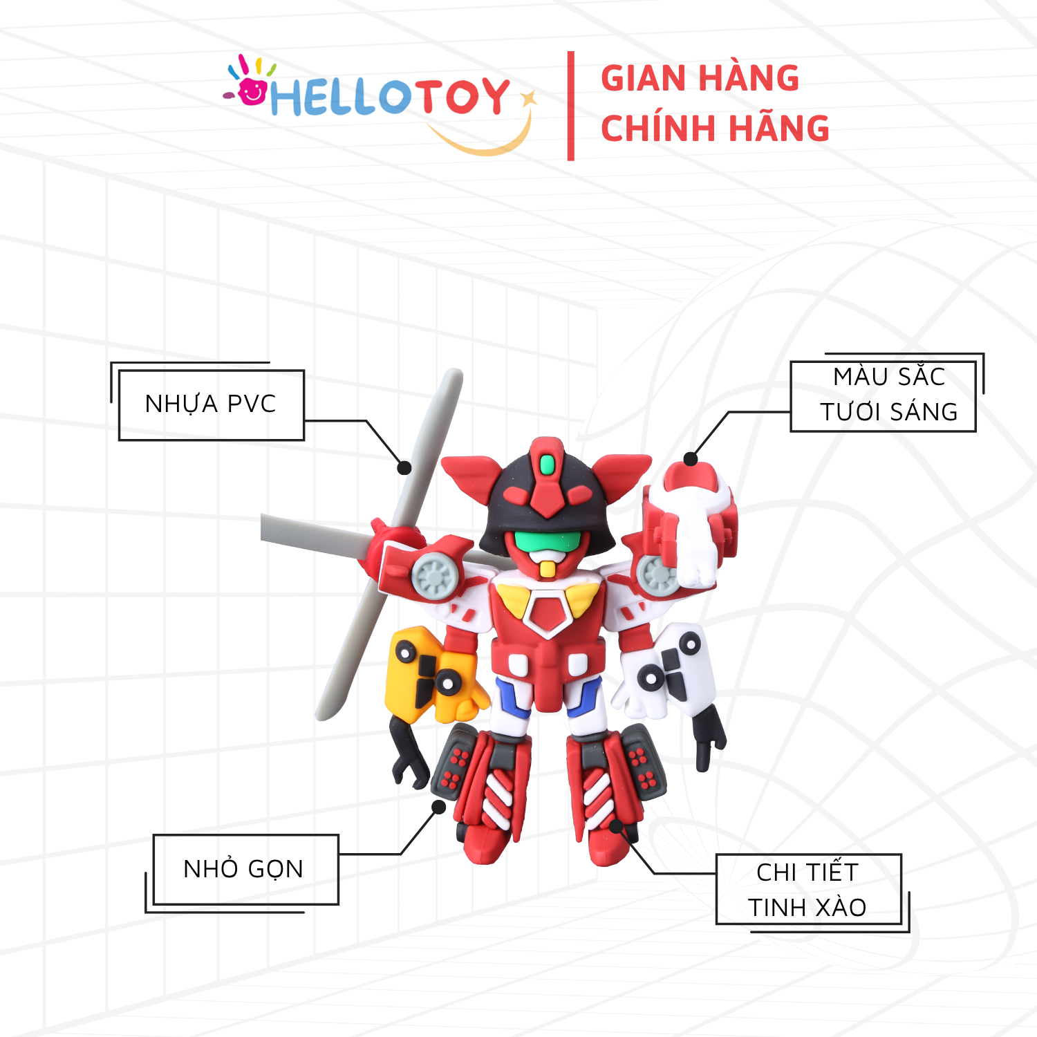Đồ chơi Robot Little Mighty Guard X HC-F-011SD, nhựa PVC, không dùng pin, phù hợp cho trẻ trên 37 tháng, có QR code, màu sắc nổi bật