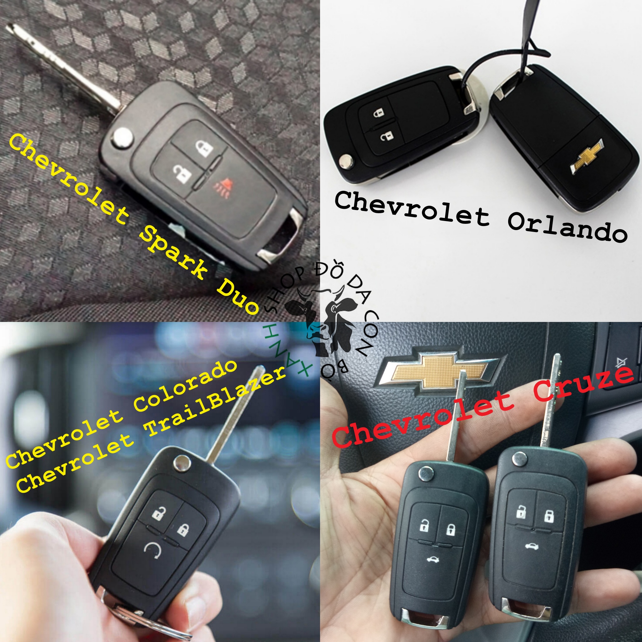 Bao da chìa khóa dành cho Chevrolet Cruze, Aveo, Trailblazer, Colorado, Spark, Orlando handmade da thật 001