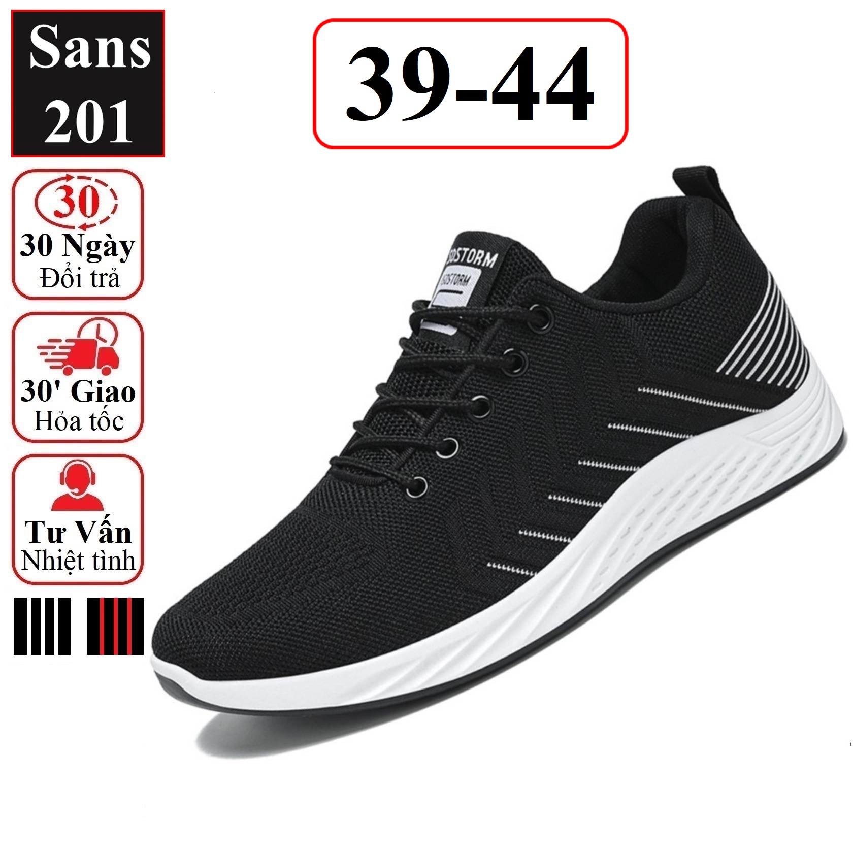 Giày sneaker nam fullbox Sans201 chất vải thoáng khí êm chân cho chạy bộ sport thể thao giá rẻ trẻ trung thời trang