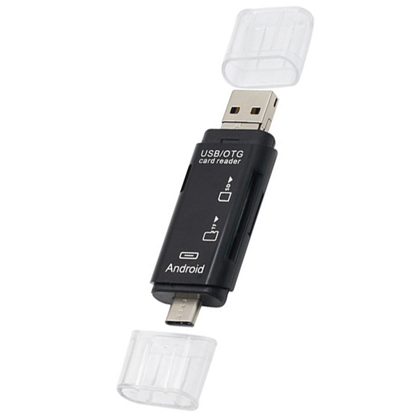 Đầu đọc thẻ nhớ 3 trong 1, TYPE-C, micro USB, USB2.0 kết nối thẻ TF và SD, truyền dữ liệu thuận tiện nhanh chóng