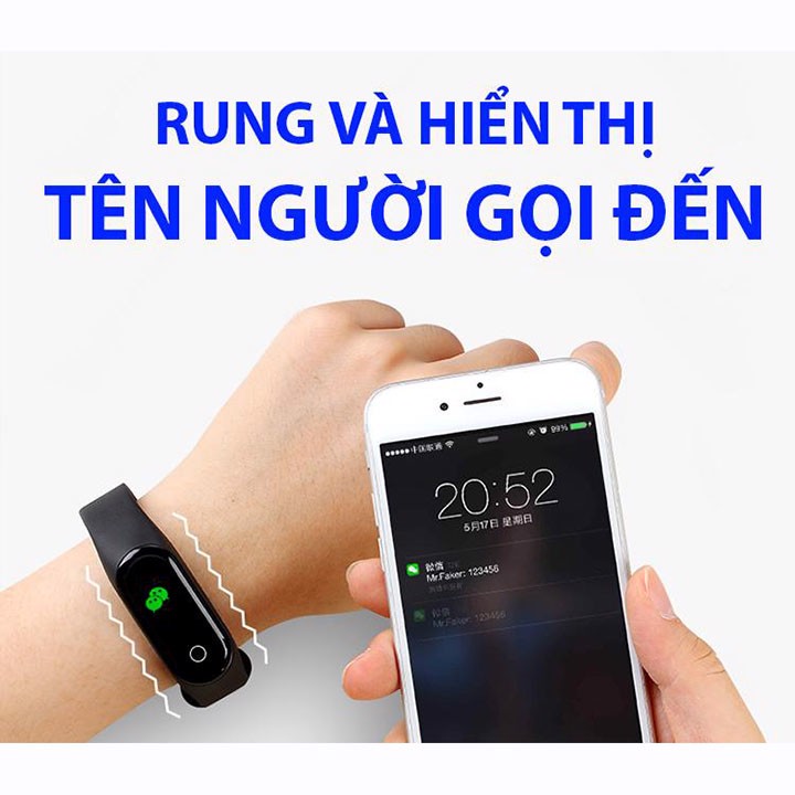 Vòng Tay Thông Minh, Đo Sức Khỏe MI Band M3 - Chống Nước IP67-Theo Dõi Sức Khỏe, Nhịp Tim | Định Vị GPS-Đen