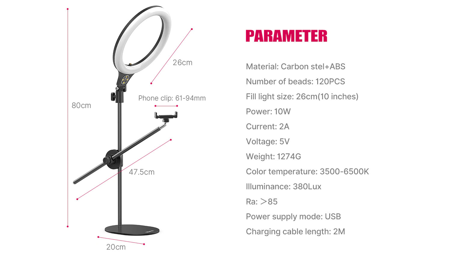 Bộ Đèn Vòng Giá Đỡ Chụp Ảnh Trên Cao - Ulanzi Desktop Overhead Shooting Bracket Ring Light Set - Hàng Chính Hãng