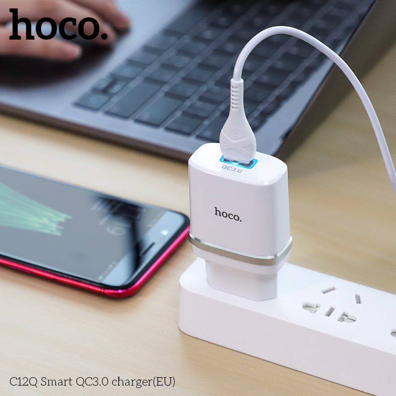 Cốc sạc nhanh 18W Hoco C12Q Smart QC3.0 - Hàng Chính Hãng