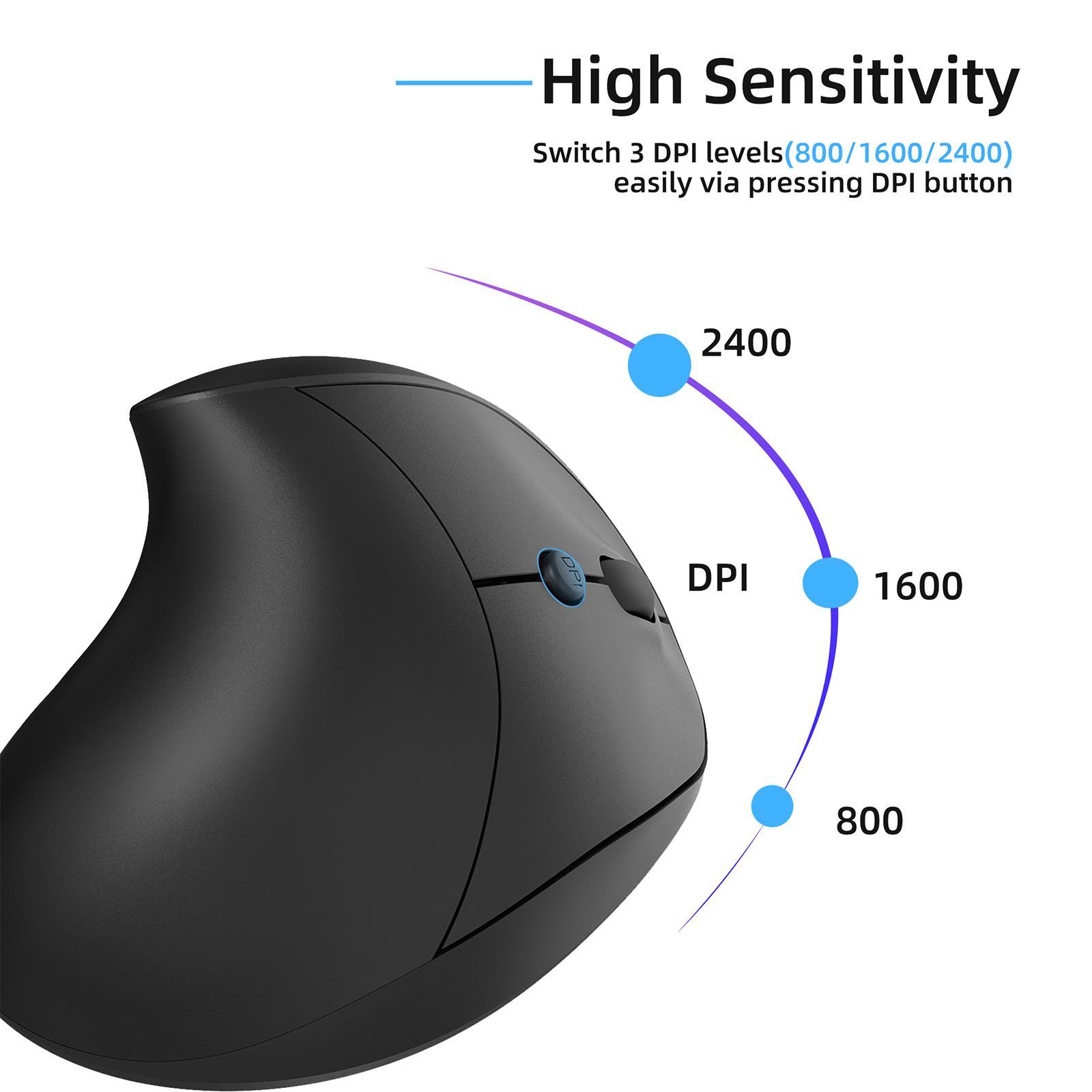 Ergonomic Mouse Optical Vertical Mice Rechargeable for Gamers Black