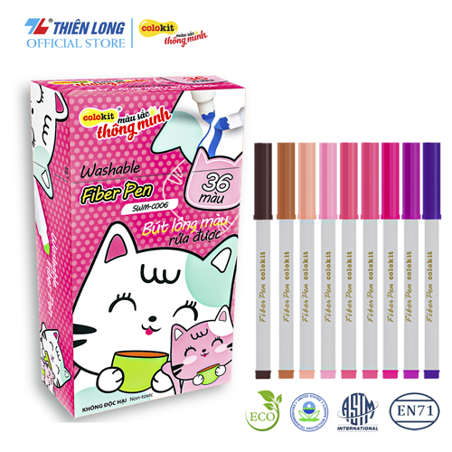 Combo Bút lông màu Fiber Pen Thiên Long Colokit 56 màu rửa được an toàn sử dụng tô màu, vẽ tranh, calligraphy