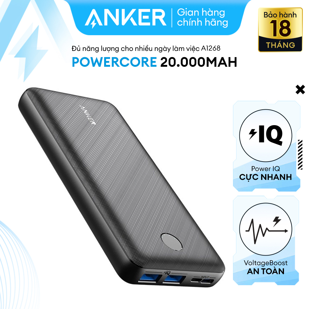 Sạc dự phòng ANKER PowerCore Essential 20000mAh - A1268 (Bản vân nhựa)