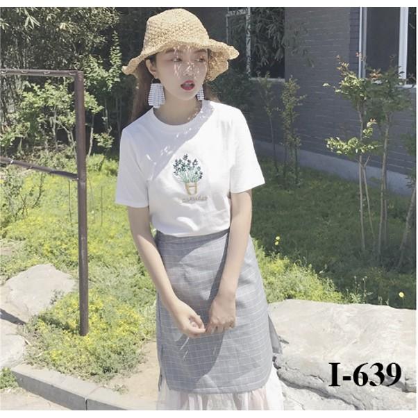 Áo Thun Nữ Tay Lỡ Logo Hoa Nhí - I639