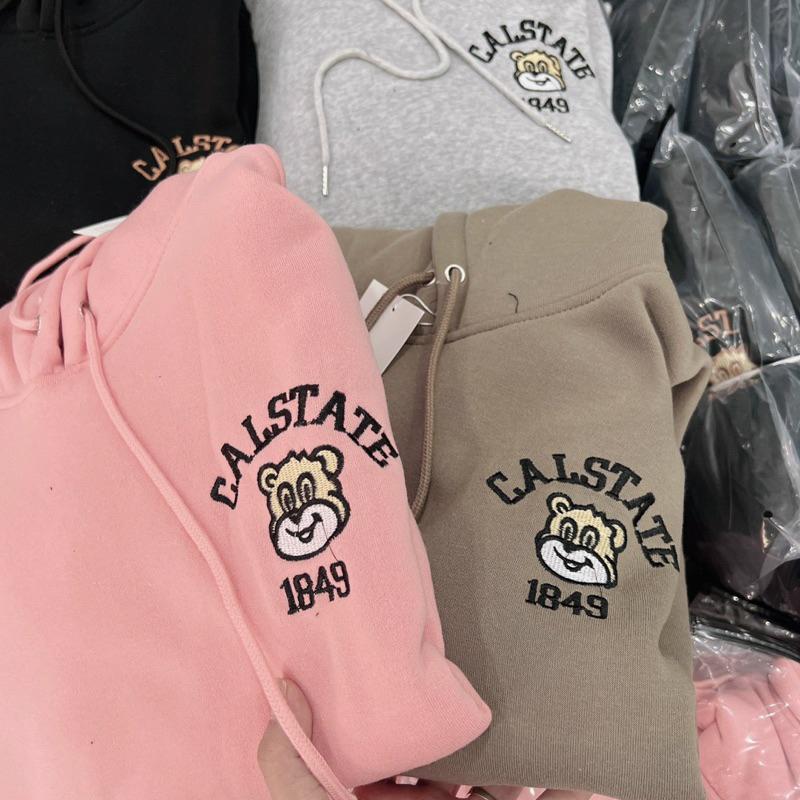 Áo khoác nữ chống nắng Hoodie Oversize Nỉ Dệt Logo Gấu Thêu 1849 đẹp cá tính hàng rất đẹp-A2120 - Xám Gấu 1849