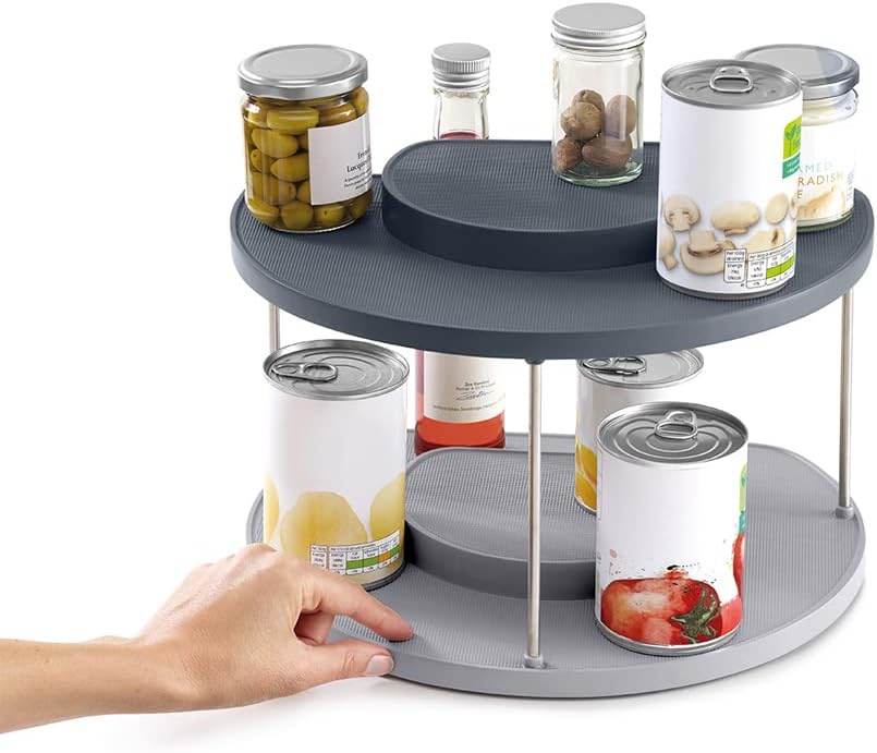 Kệ đựng chai lọ gia vị Joseph Joseph 85196 CupboardStore 2tier Rotating Org (Grey) hàng chính hãng
