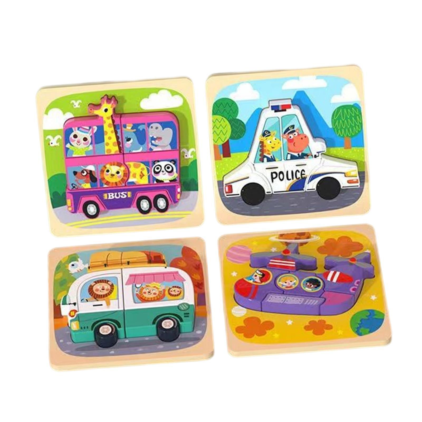 4Pcs Montessori Wooden Puzzle Toy Educational Sensory Learning Toy for Girls
