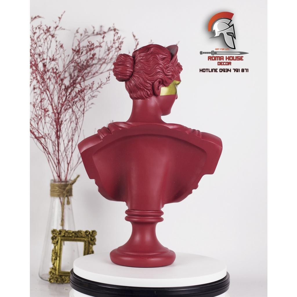 Tượng cổ điển Athena màu đò cao 35cm trang trí nhà cửa showroom