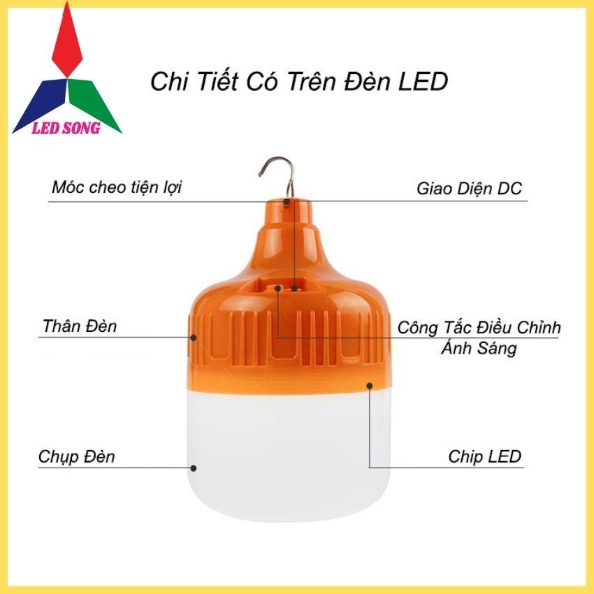 Bóng đèn sạc tích điện 50w dùng khi mất điện đi giã ngoại cắm trại -❖ĐÈN MÓC TREO❖