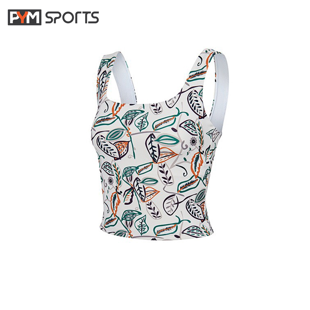 Áo croptop hoa tập Yoga - Gym PYMSPORT - PYMBR045 mút may cố định chất thun lạnh co giãn tốt nâng đỡ ngực