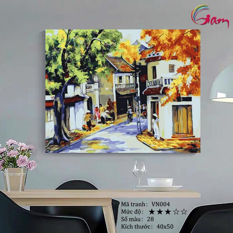 Tranh sơn dầu số hóa tự tô màu Gam VN004 40x50cm căng sẵn khung