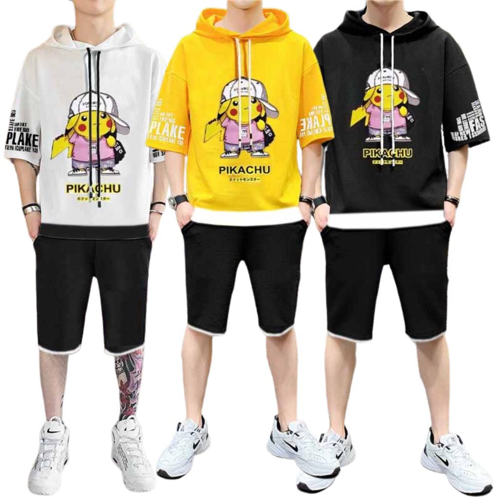 Bộ Quần Áo Mặc Nhà Thể Thao Nam Mùa Hè Phong Cách Cao Cấp PIKACHU
