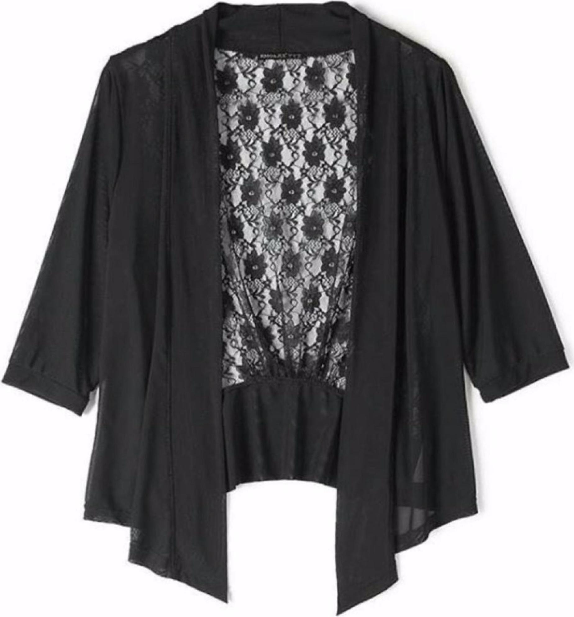 Aó khoác cardigan tay lỡ phối ren