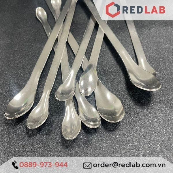 Muỗng múc / Thìa xúc hóa chất inox 2 đầu tròn 16, 18, 20, 22 cm ONELAB, dùng trong thí nghiệm, dược liệu, mỹ phẩm