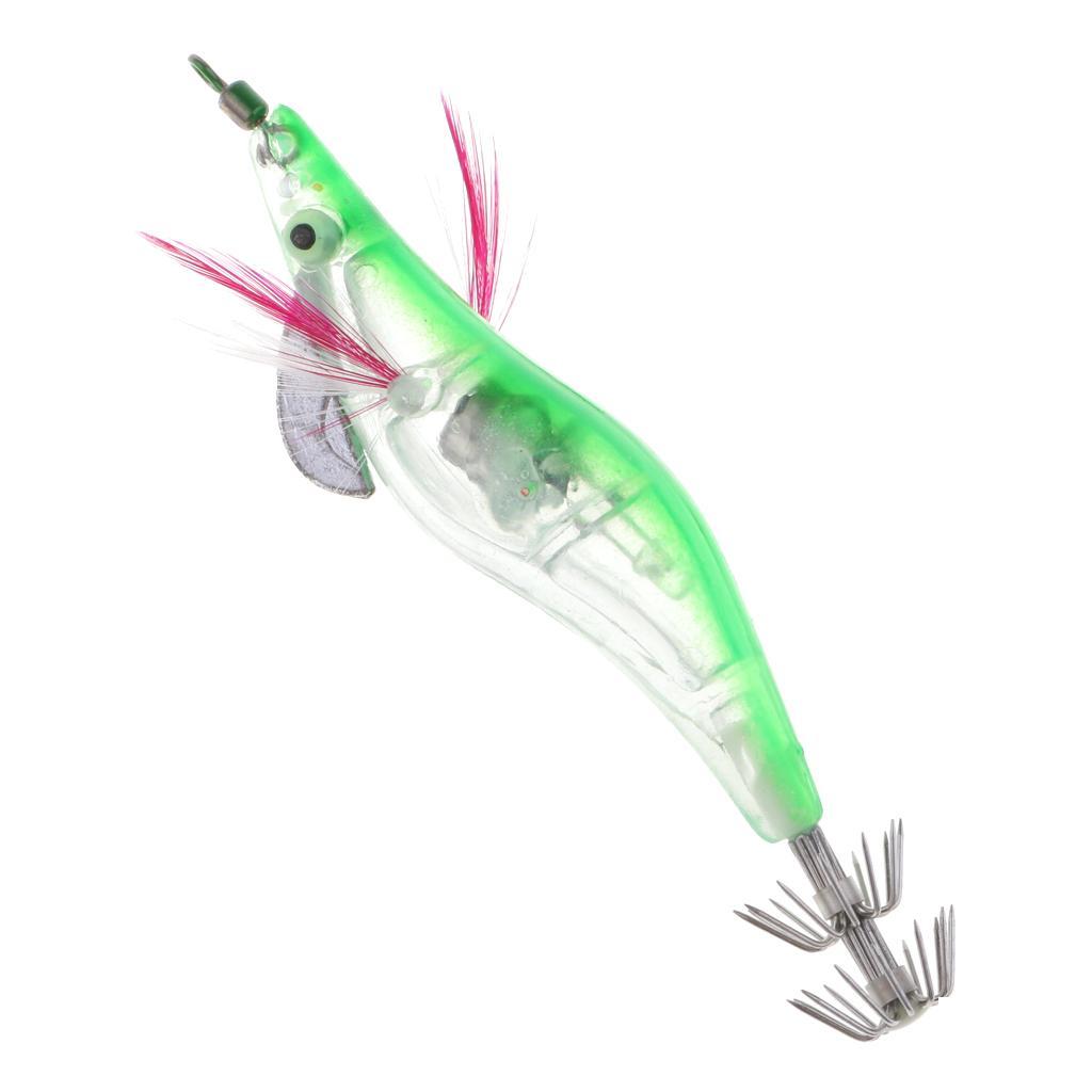 2-4pack Glow in Dark Squid Jig Hooks Shrimp Hard Fishing Lures with Noctilucent