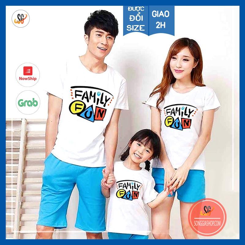 Áo gia đình 3 NGƯỜI - THUN COTTON - màu trắng