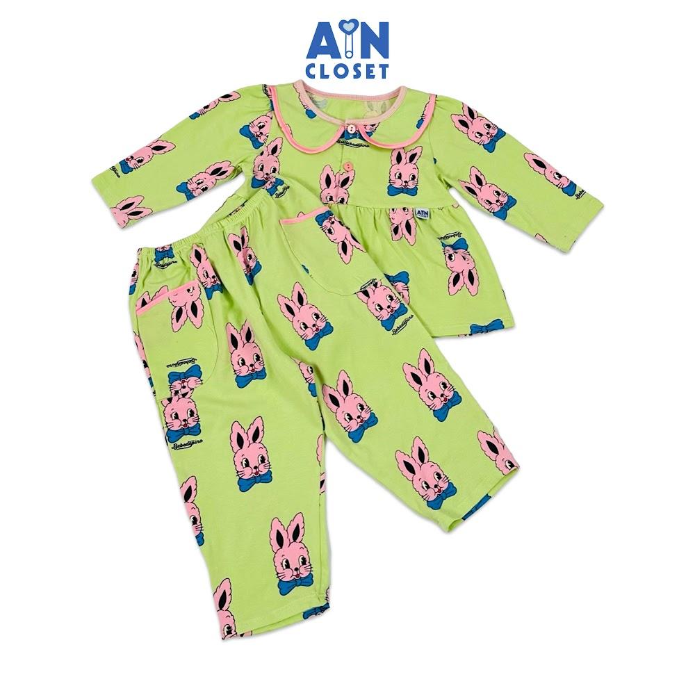 Bộ quần áo Dài bé gái họa tiết Thỏ Xanh thun cotton - AICDBGN8WUTC - AIN Closet