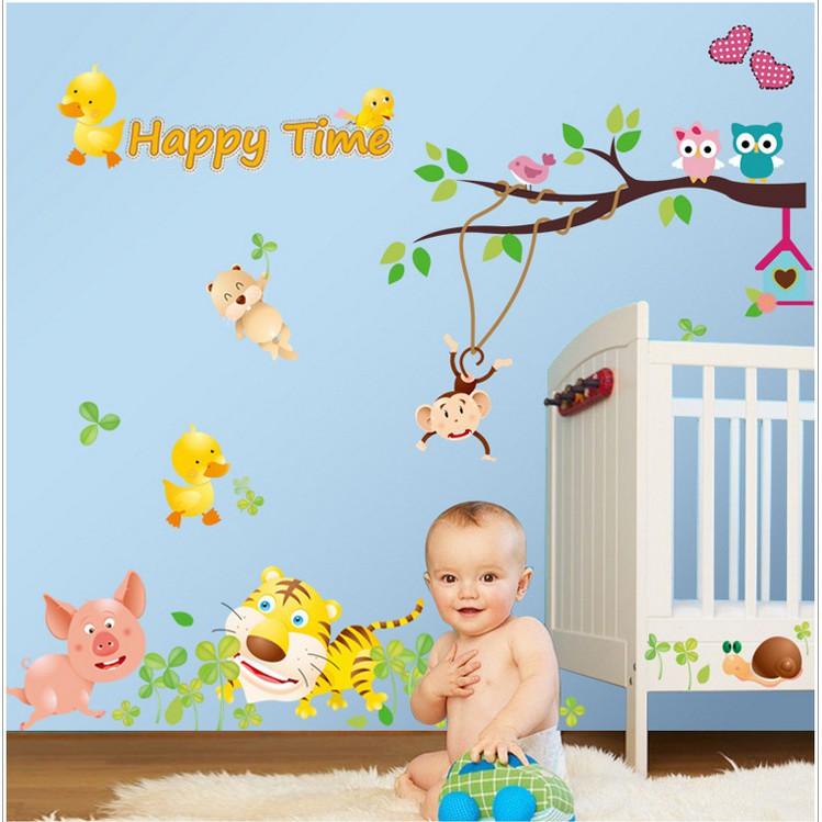 Hình ảnh Sticker Decal dán tường - Happy Time - MJ8019