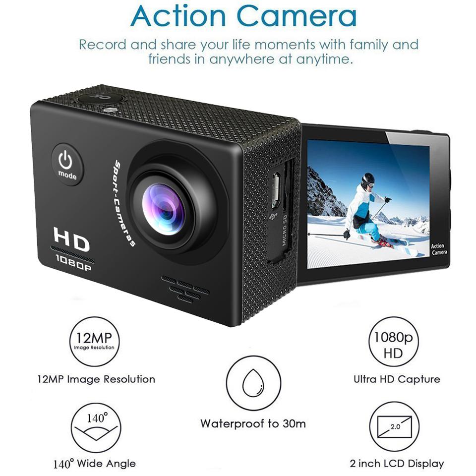 Camera hành động 1080p 30 khung hình / giây Máy ảnh thể thao lặn dưới nước