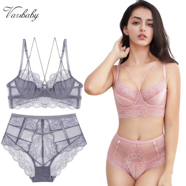 Bộ Đồ Lót Ren Lưới Có Gọng Không Đệm Siêu Mỏng S078