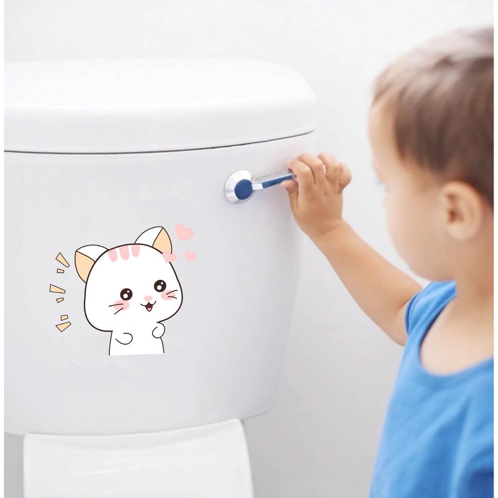 Decal mèo con dán nắp bồn cầu