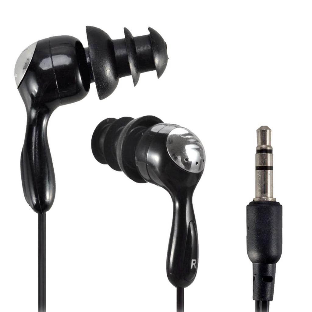 4X 3.5mm Waterproof Earphone Headphone Stereo Swimming for MP3 Radio iPod Black