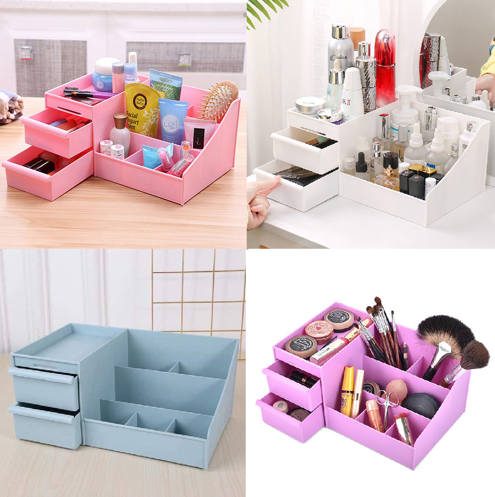 Kệ đựng mỹ phẩm đa năng,kệ bằng nhựa 2 tầng nhiều ô